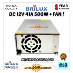Power Supply Trafo Brilux DC 12V 41.7A | 500W + Fan (Super Quality)
